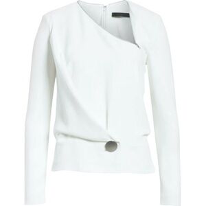 Alexander Wang Asymmetric Zipper Neckline Draped Long Sleeve Crepe Blouse Sz M